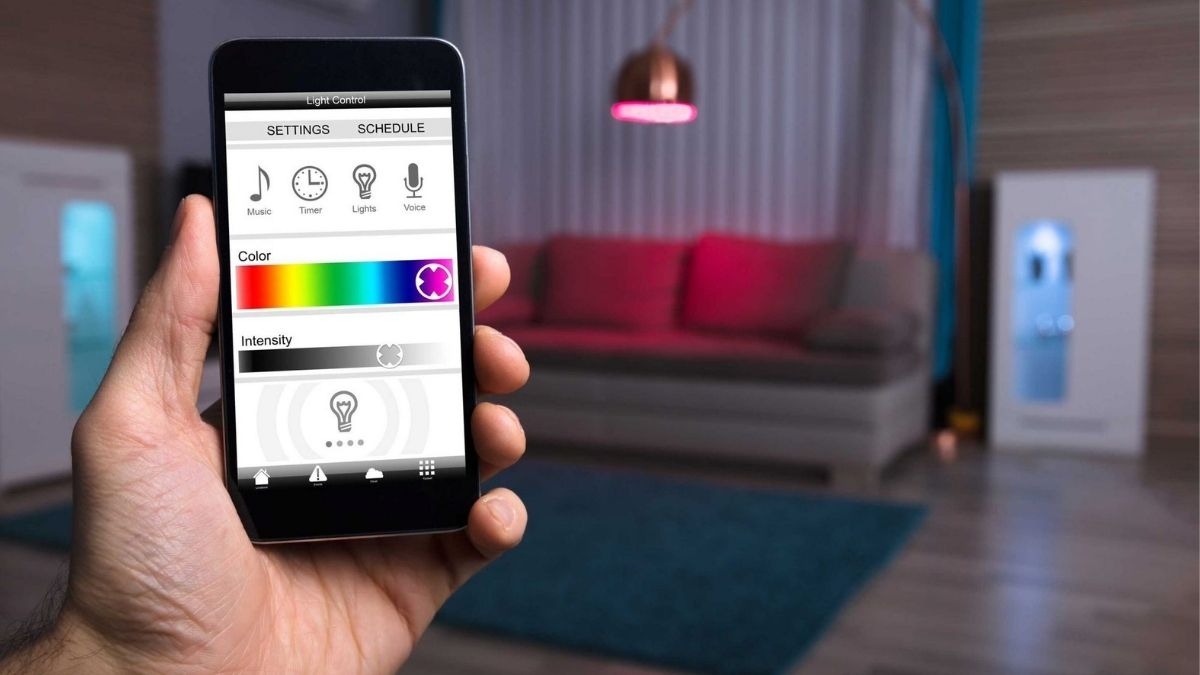 Smart lighting control via phone app for customizable home ambiance